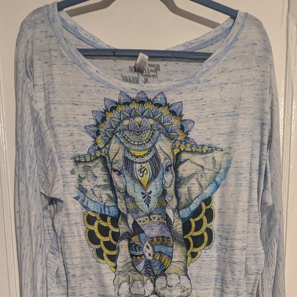 Women's Long Sleeve Elephant Print Tee